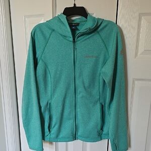 Eddie Bauer Green Hooded Fleece Jacket